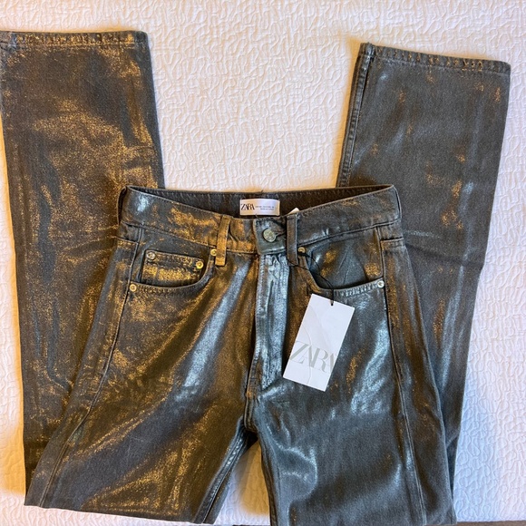 NWT Zara Shimmer Jeans - Picture 2 of 6